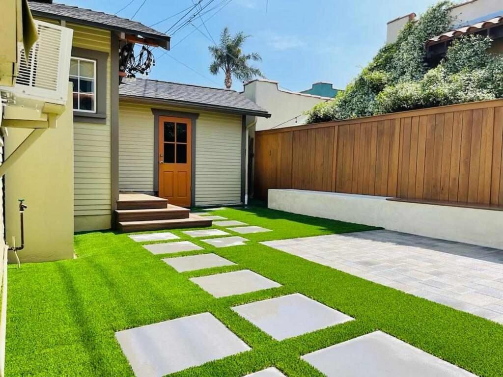 pavers and artificial grass